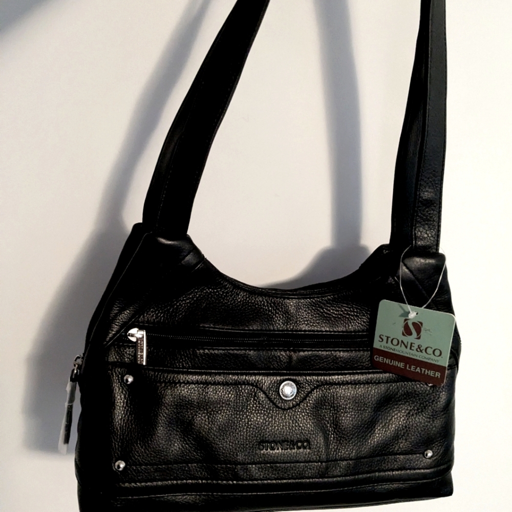 Stone & Co. Genuine Leather Black Handbag